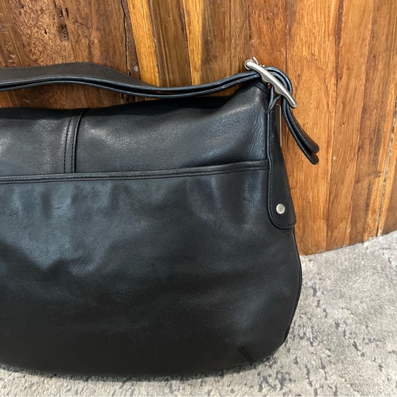 COACH Legacy CROSSBODY LEATHER BAG Black Flap Purse 7454 Adjustable Strap - Picture 7 of 12